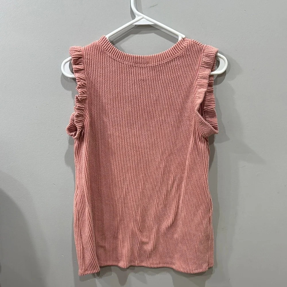Pink Ruffled Sleeveless Top